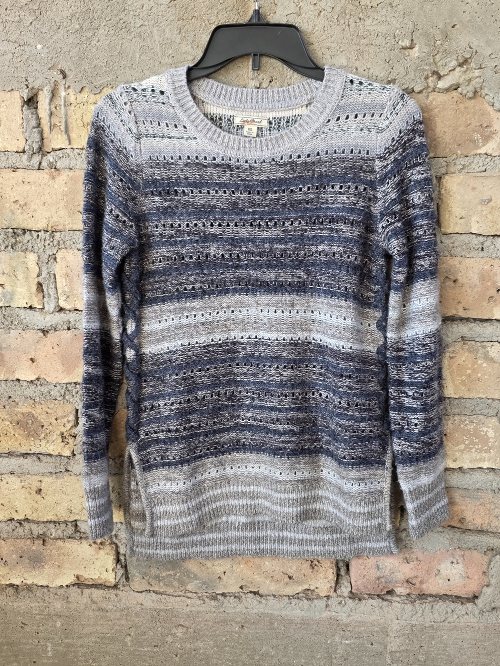 Lucky Brand Multi Color Space Dye Pointelle Knit Sweater XS